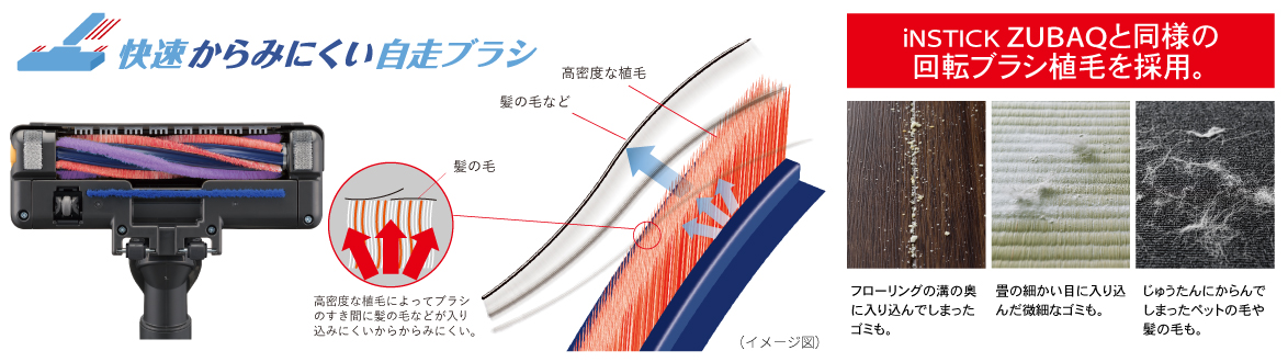 快速からみにくい自走ブラシ
